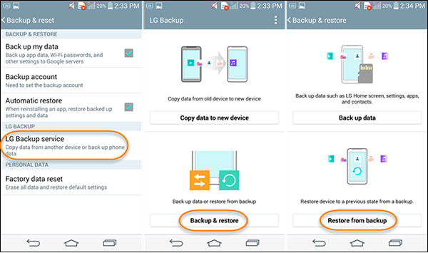 restore data from local backup