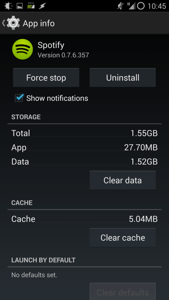 clear cache and data of spotify