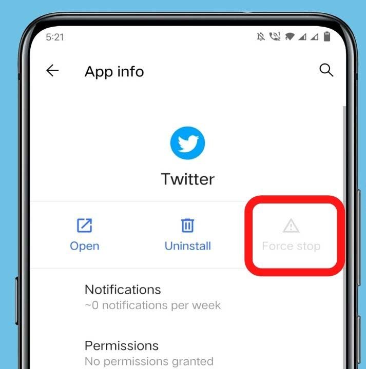 Force Stop The Twitter App
