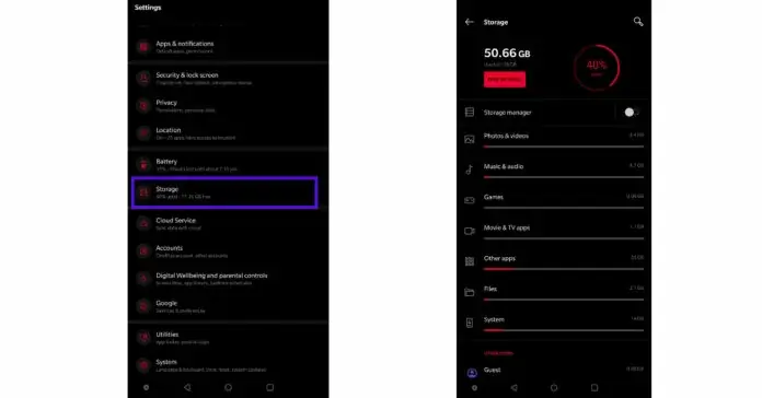 Check-Android-storage